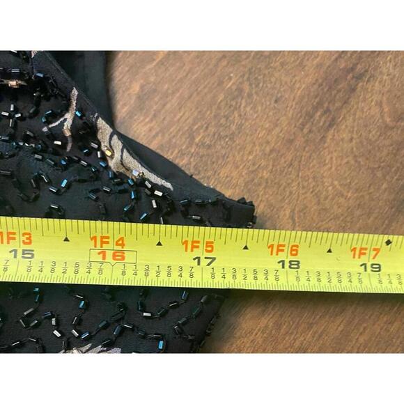 Andretta Donatello Elegant Silk Floral Beaded/ Sequenced Black Top - Picture 7 of 12